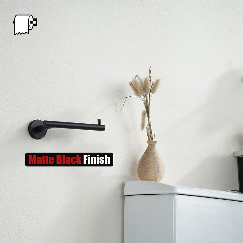 JQK Black Toilet Paper Holder, 5 Inch 304 Stainless Steel Thick 0.8mm Tissue Paper Dispenser, Matte Black Wall Mount, TPH100-PB - Image 5